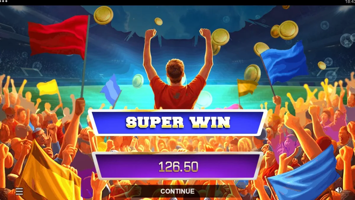 Interface de jogo do slot Ultimate Goal Blitz com tema de estádio de futebol